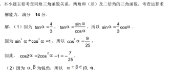 已知α,β为锐角,tanα=4/3,cos（α+β）=-√5/5(1)求cos2α的值 (2)求tan(a-β)的值