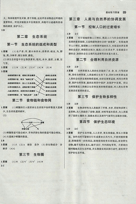 2018义务教育教科书课本冀少版生物学八年级下册参考答案 2018义务教育教科书课本冀少版生物学八年级下册参考答案