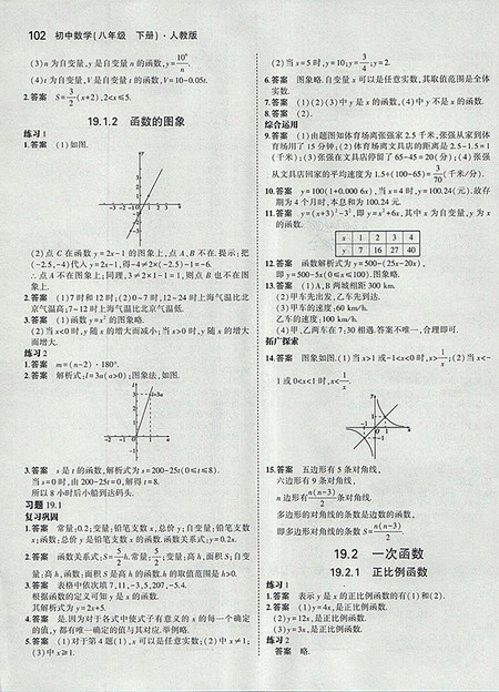 2018义务教育教科书最新修订版人教版八年级数学下册参考答案