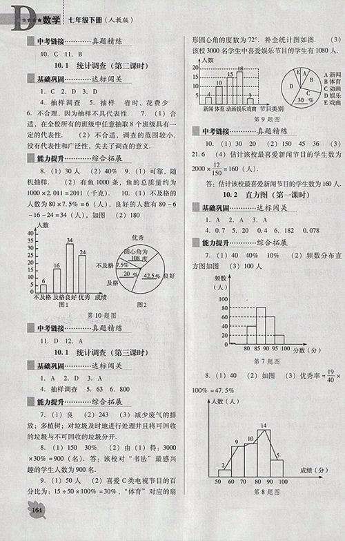 2018年人教版D版新课程数学能力培养七年级下册参考答案 2018年人教版D版新课程数学能力培养七年级下册参考答案