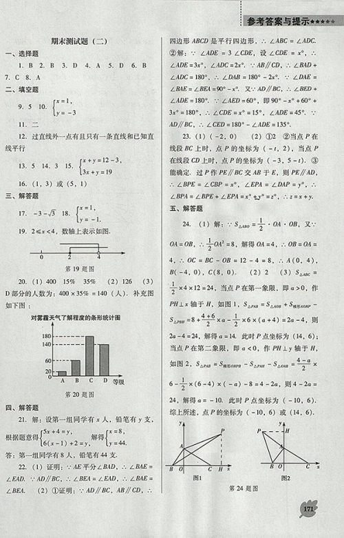 2018年人教版D版新课程数学能力培养七年级下册参考答案 2018年人教版D版新课程数学能力培养七年级下册参考答案