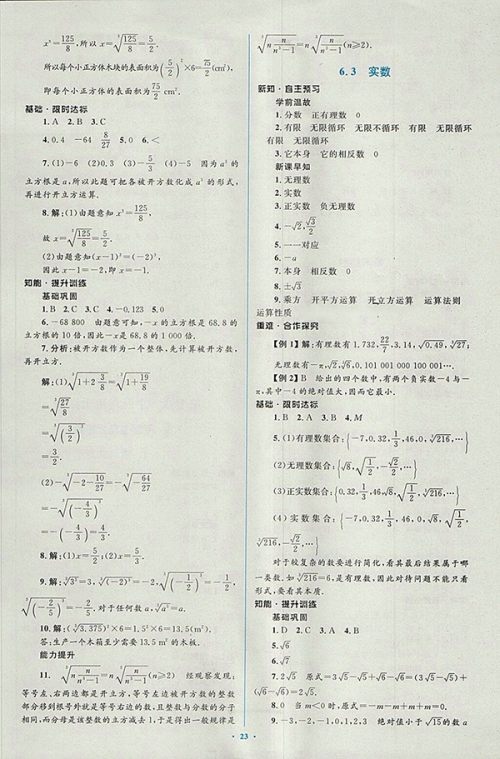 2018年人教版新课标初中同步学习目标与检测数学七年级下册参考答案