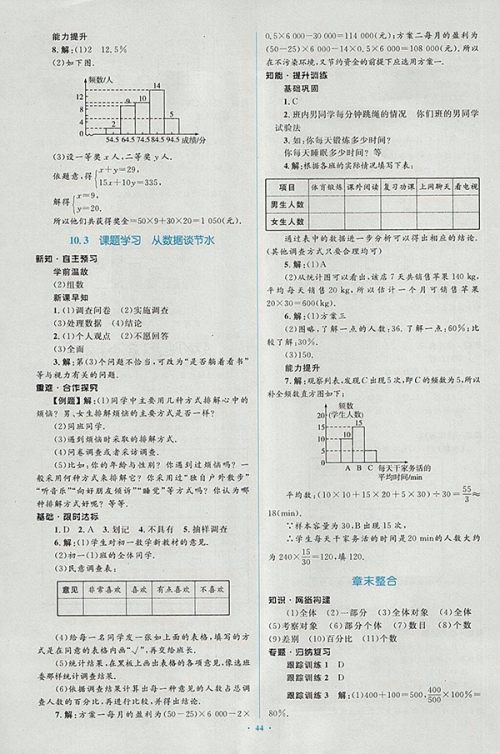 2018年人教版新课标初中同步学习目标与检测数学七年级下册参考答案