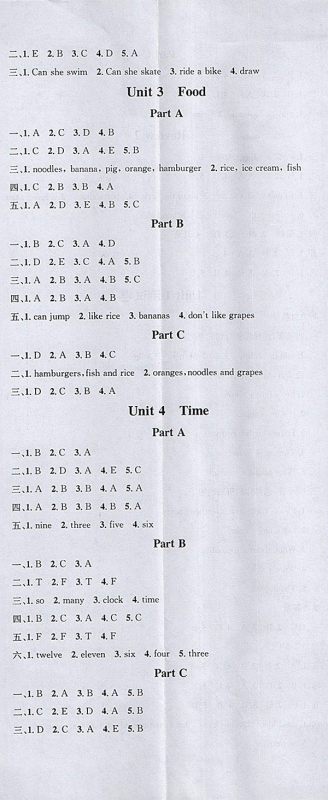 2018闽教版名校课堂英语三年级下册参考答案 2018闽教版名校课堂英语三年级下册参考答案