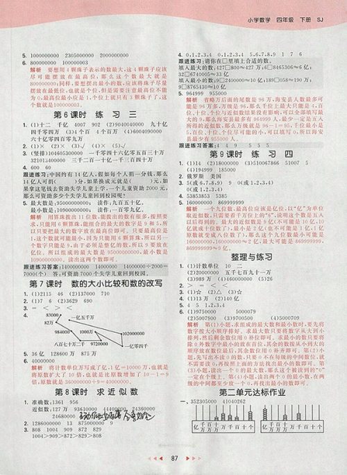 2018苏教版53天天练小学数学四年级下册参考答案