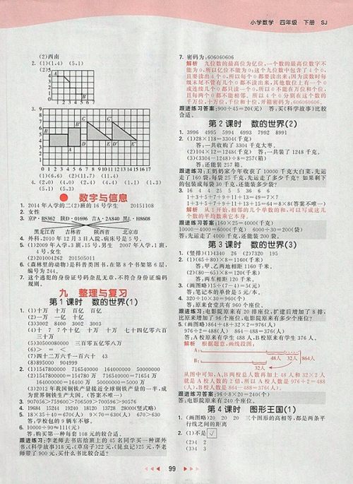 2018苏教版53天天练小学数学四年级下册参考答案