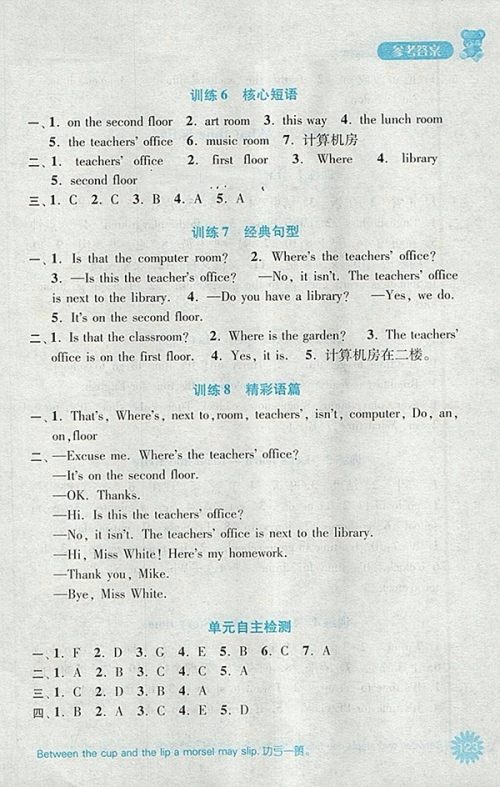 2018人教版默写小状元小学英语四年级下册参考答案 2018人教版默写小状元小学英语四年级下册参考答案