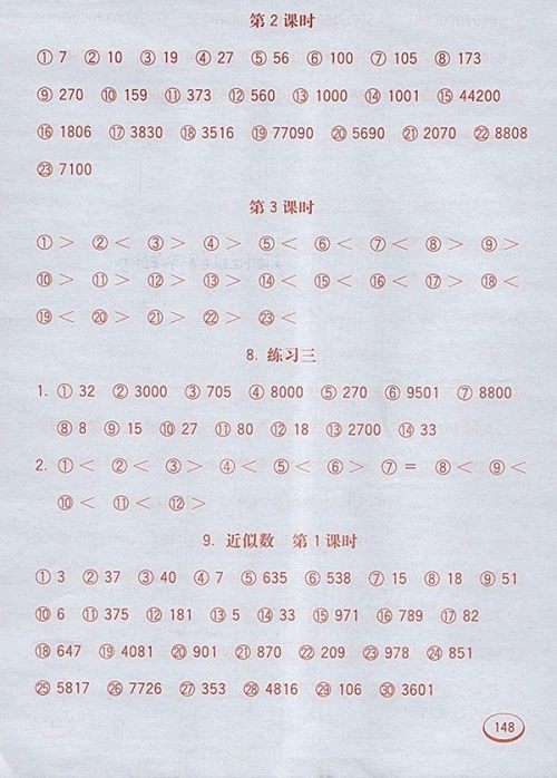 2018苏教版七彩口算题卡四年级下册参考答案