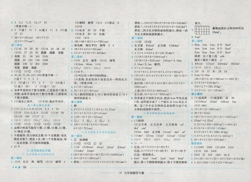 2018年人教版四川专版黄冈小状元作业本五年级数学下册参考答案