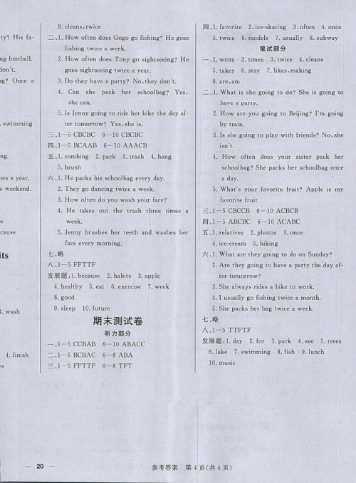 2018年香山状元坊全程突破导练测五年级英语下册参考答案 2018年香山状元坊全程突破导练测五年级英语下册参考答案