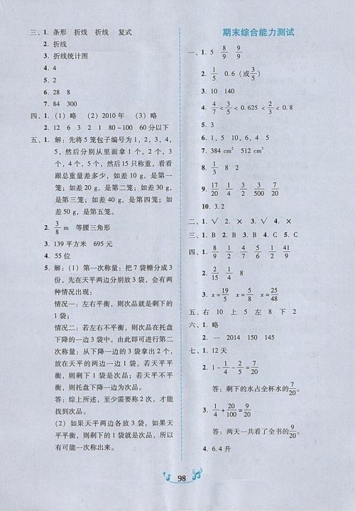 2018年人教版百年学典课时学练测五年级数学下册参考答案 2018年人教版百年学典课时学练测五年级数学下册参考答案