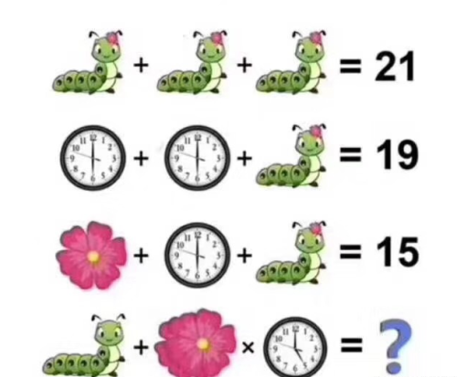 毛毛虫钟表花朵计算题正确答案是什么
