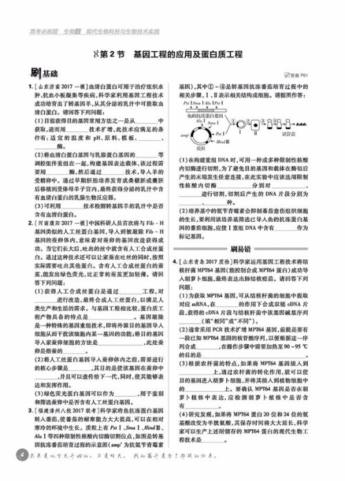 2019高考必刷题生物4现代生物科技与生物技术实践参考答案 2019高考必刷题生物4现代生物科技与生物技术实践参考答案