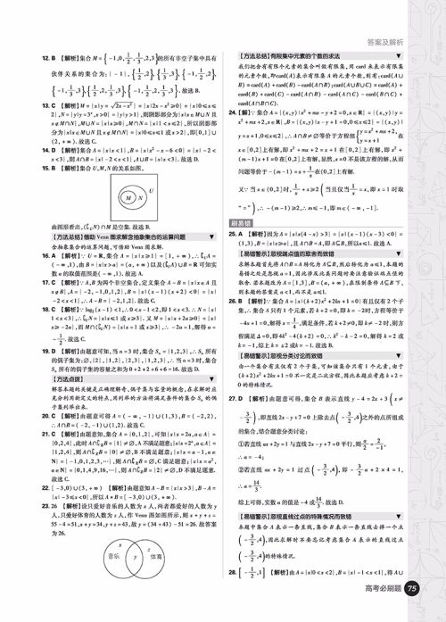 2019高考必刷题数学1集合常用逻辑用语函数与导数参考答案 2019高考必刷题数学1集合常用逻辑用语函数与导数参考答案