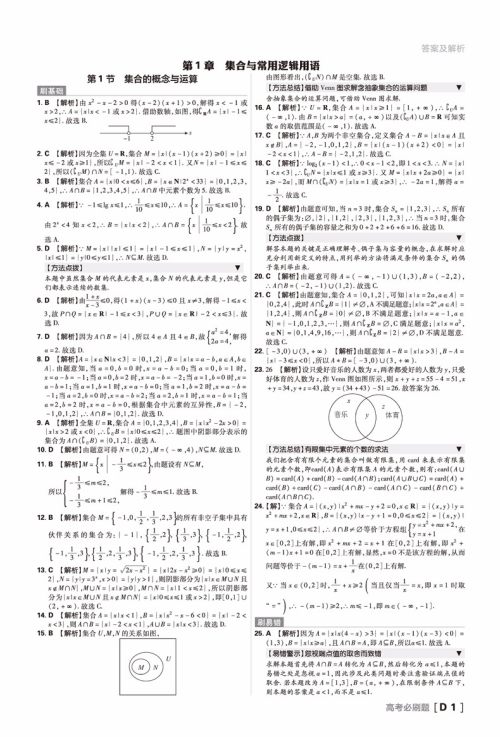 2019高考必刷题理科数学合订本参考答案 2019高考必刷题理科数学合订本参考答案