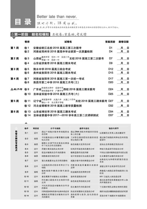 2019新课标全国卷高考必刷卷生物42套参考答案