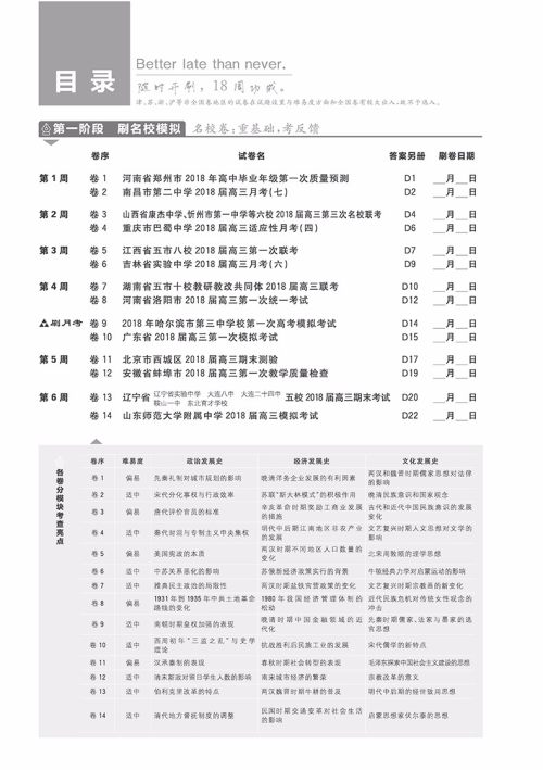 2019全国卷高考必刷卷42套历史参考答案