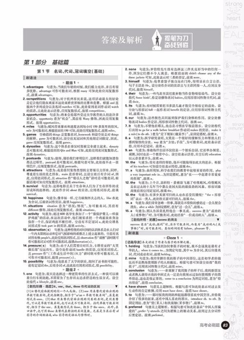 2019高考必刷题英语1语篇型语法填空参考答案 2019高考必刷题英语1语篇型语法填空参考答案