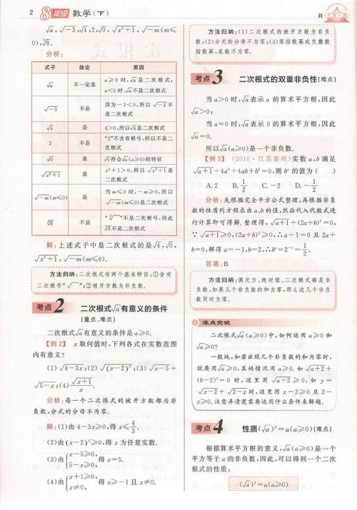 2019年人教版三点一测优等生专用八年级数学下册参考答案 2019年人教版三点一测优等生专用八年级数学下册参考答案