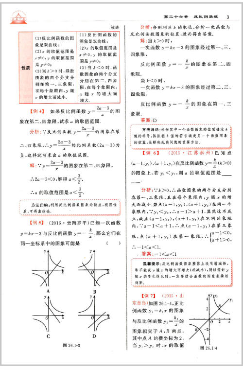 2019年人教版三点一测优等生专用九年级数学下册参考答案