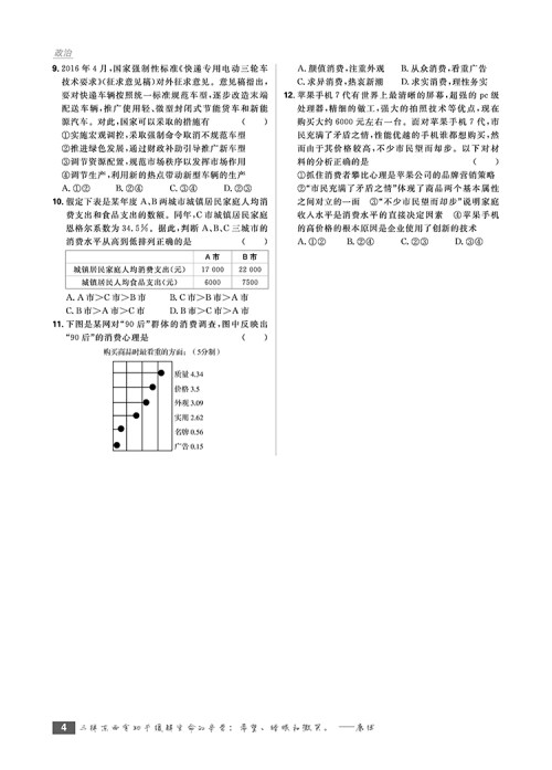 2019高考必刷题政治分题型强化参考答案