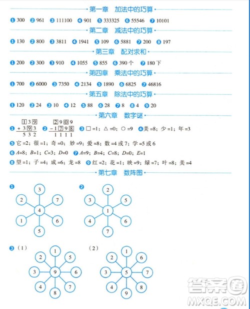 2018年图解小学数学思维训练题第2版三年级数学参考答案 2018年图解小学数学思维训练题第2版三年级数学参考答案