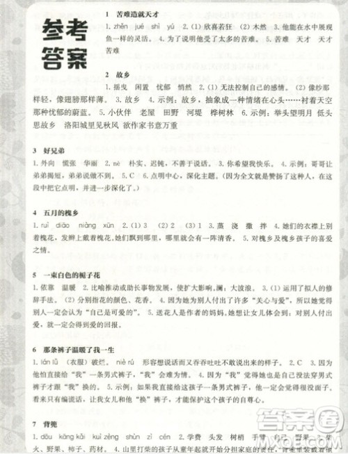 2018年小学语文阅读训练120篇精彩美文五年级第二版参考答案 2018年小学语文阅读训练120篇精彩美文五年级第二版参考答案