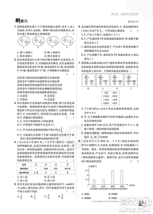 2019人教版高中必刷题生物必修2参考答案