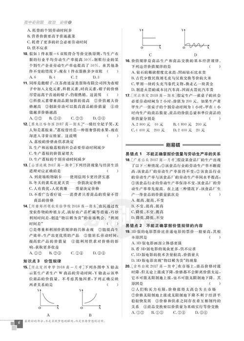 2019人教版理想树高中必刷题政治必修1参考答案