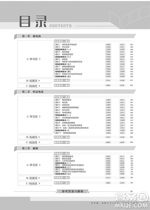 2019人教版一遍过高中物理选修3-1参考答案 2019人教版一遍过高中物理选修3-1参考答案