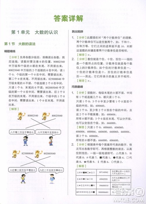 2018年学而思小学数学满分突破练习四年级参考答案