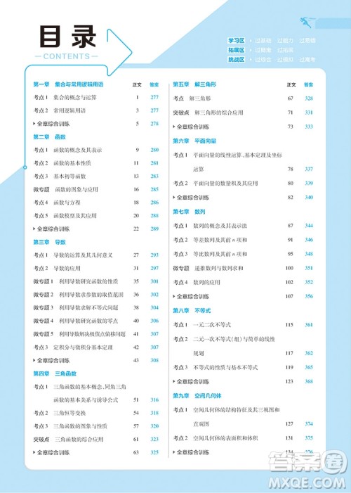 2019高考一遍过数学理科合订本参考答案