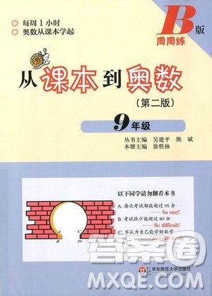 2018年从课本到奥数九年级B版参考答案 2018年从课本到奥数九年级B版参考答案