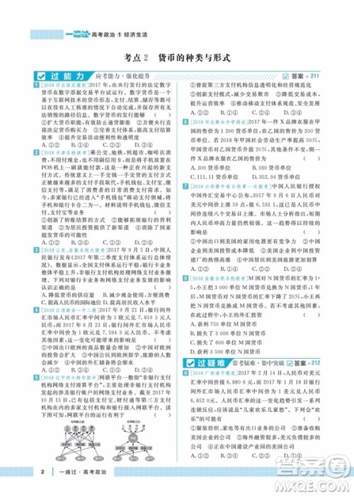 2019天星教育一遍过高考总复习政治参考答案