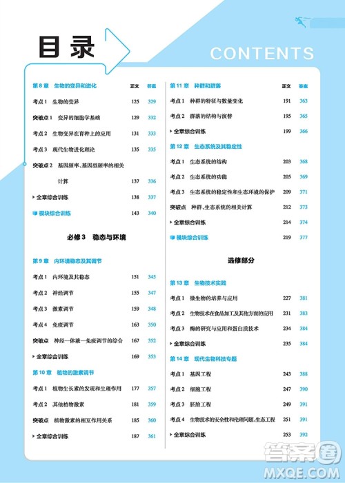 2019高考一遍过生物合订本参考答案 2019高考一遍过生物合订本参考答案
