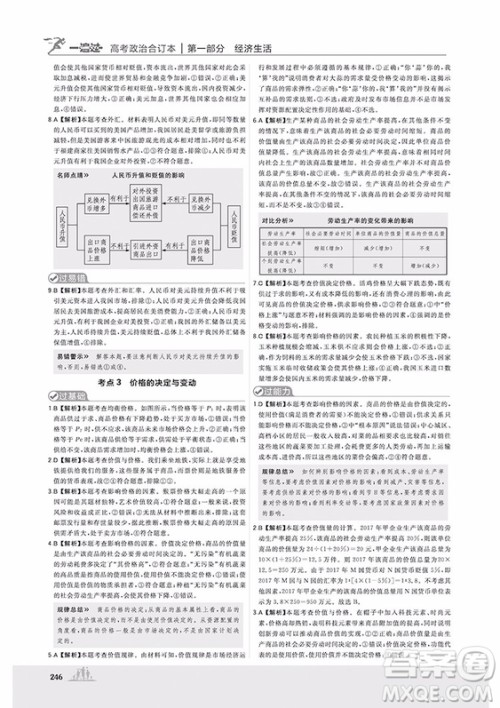 2019高考一遍过政治合订本参考答案