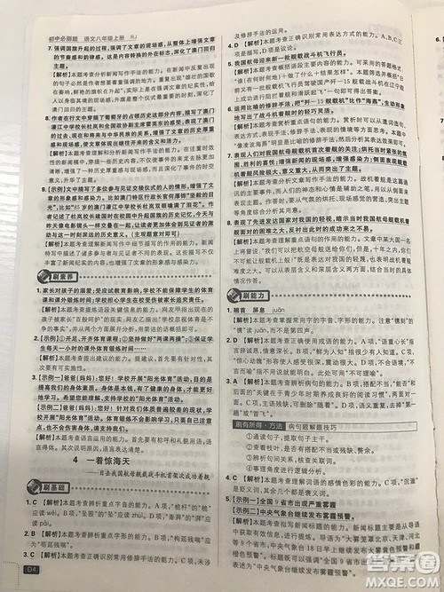 2019理想树67初中自主学习初中必刷题八年级语文上册参考答案最新