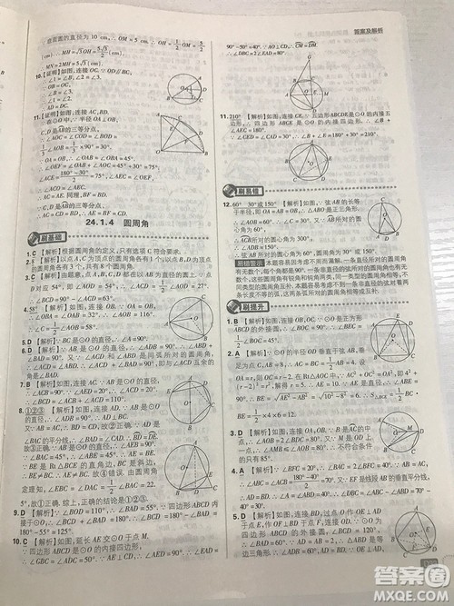 人教版九年级数学上册初中必刷题2019版最新答案详解