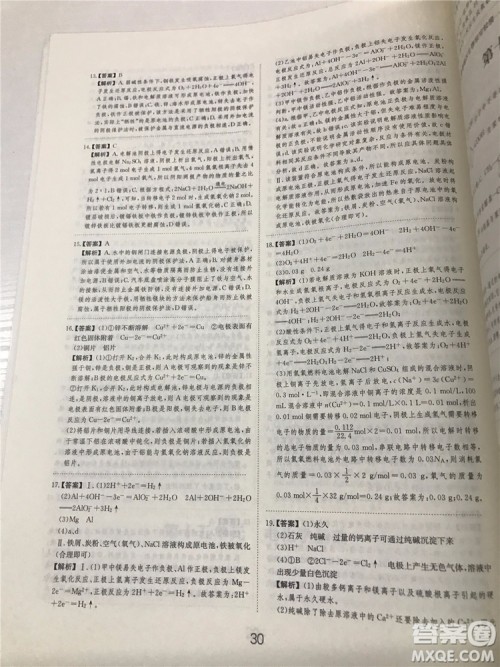 2019年爱学习高考化学刷题狗参考答案
