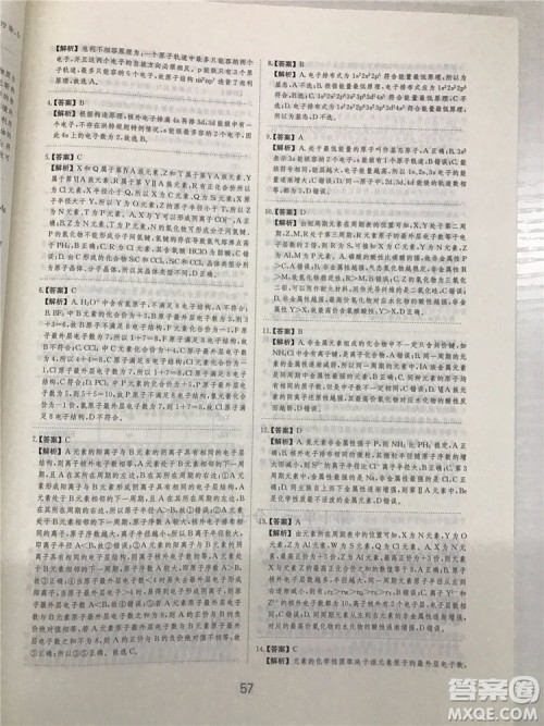 2019年爱学习高考化学刷题狗参考答案