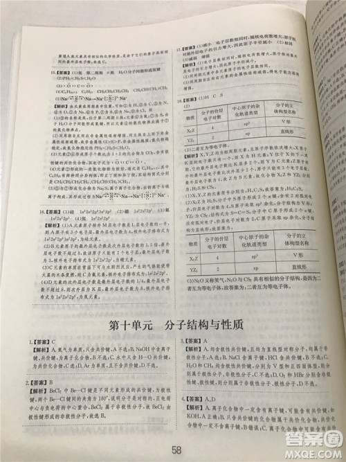 2019年爱学习高考化学刷题狗参考答案