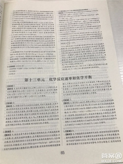 2019年爱学习高考化学刷题狗参考答案