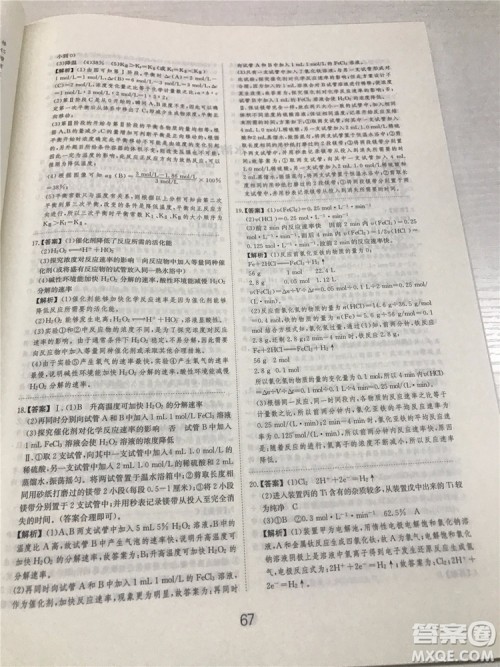 2019年爱学习高考化学刷题狗参考答案