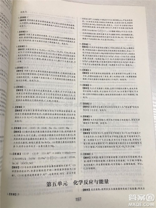 2019年爱学习高考化学刷题狗参考答案