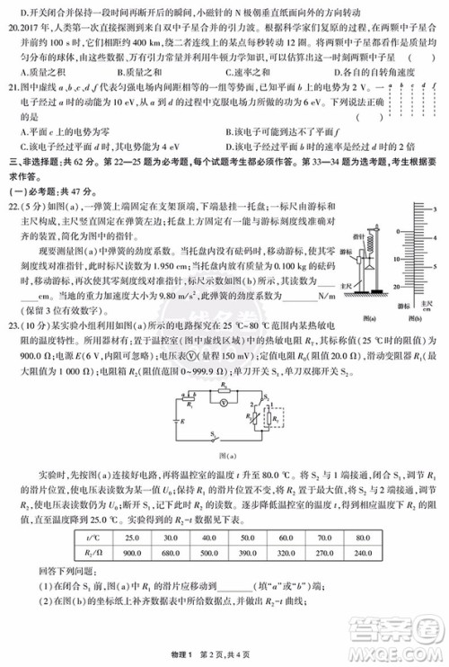 2019一线名卷五年真题详解物理2014-2018年答案详解