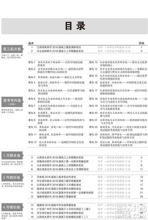 2019一线名卷历史全程优选高考模拟卷答案详解