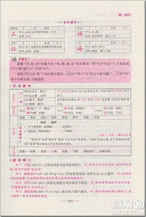 2018年苏教版名师点拨课课通教材全解析五年级语文上册参考答案 2018年苏教版名师点拨课课通教材全解析五年级语文上册参考答案