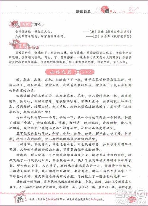 2018年新阅读崔峦教阅读训练80篇六年级参考答案