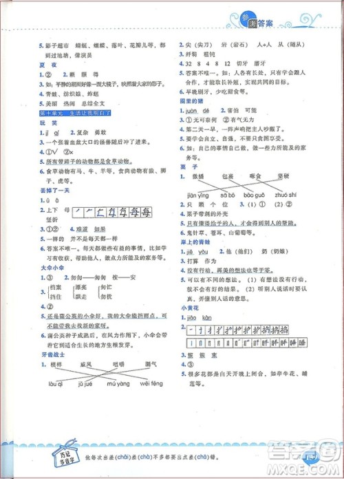 2018年崔峦教阅读训练80篇一年级注音版参考答案