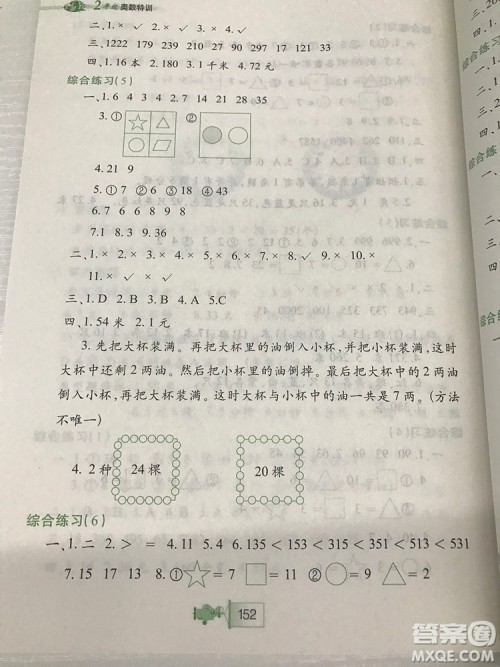 小学二年级小学奥数特训答案详解